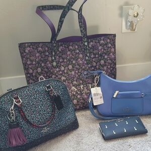 Coach And Kate Spade Blue And Purple Bag Bundle Set